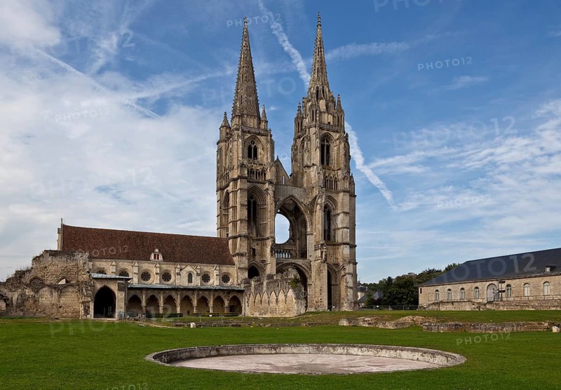 Ruin from 1805, west towers 15th century, view from east, left refectory 13th century, right arsenal 19th century, St., Sankt, Saint