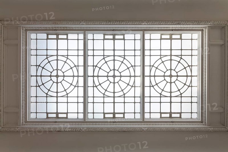 Interior empty during the 2016 renovation by B?nfried Brenne Architekten, large hall with skylight