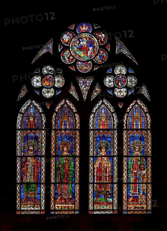 Strasbourg Cathedral, Cathédrale Notre-Dame de Strasbourg, north aisle, 2nd window from the west, Emperors and Kings of the Holy Roman Empire of the German Nation