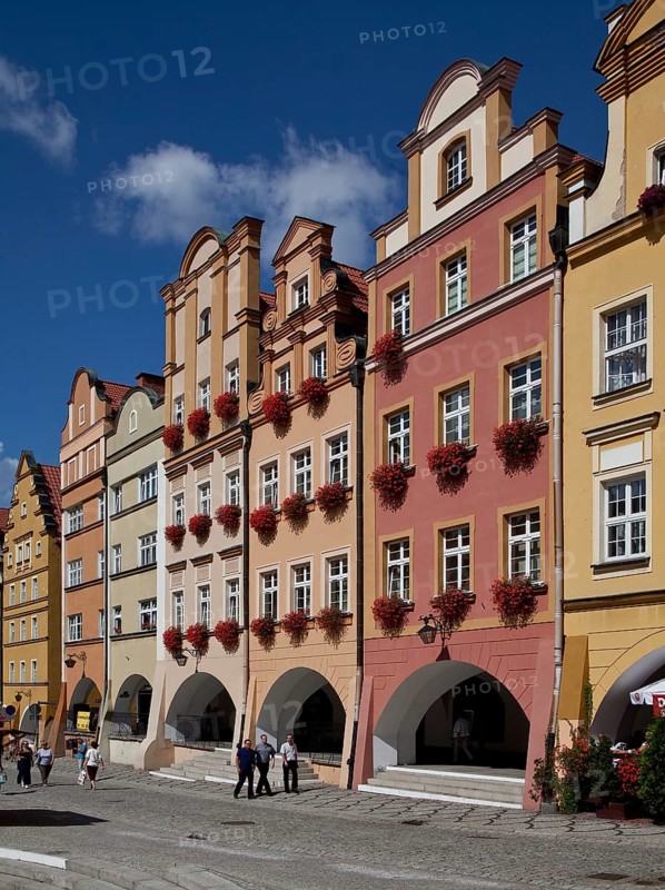 Arbour houses on the north-east side of the market square, view from the south-east, reconstruction 1958-74