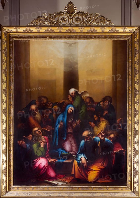 Baptismal and wedding church, painting The Outpouring of the Holy Spirit by Carl Begas, St., Sankt, Saint
