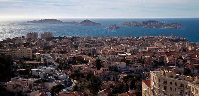 Marseille, view from the Basilique Notre-Dame-de-la-Garde to the Frioul Islands