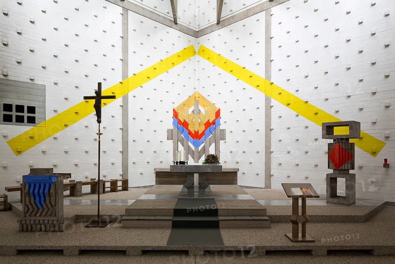 1966-1967 by Joachim G. Hanke, chancel with illusory perspective effect, St., Sankt, Saint