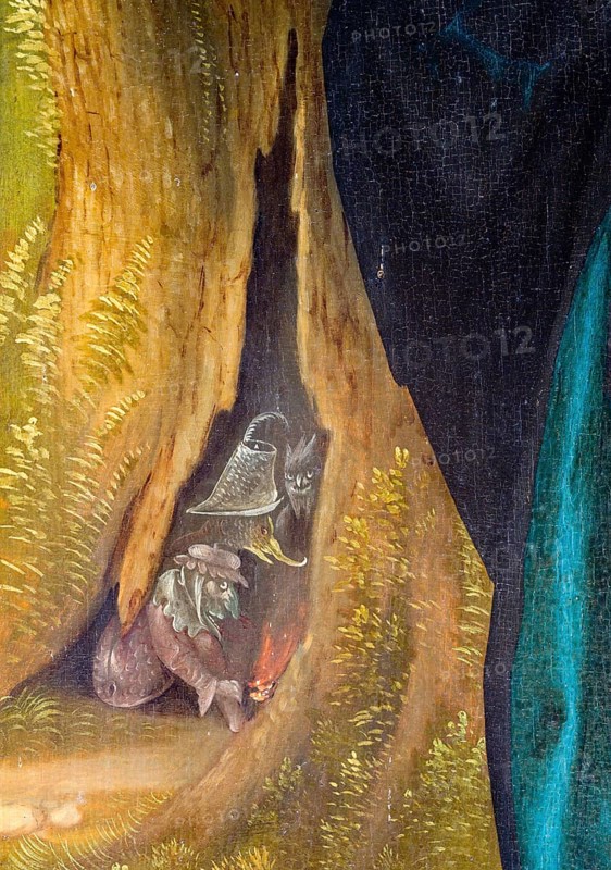 St Anthony's altar from the castle church, painting by Hans von Köln, Lübeck 1522, Demons and devils in a tree cave, St, Saint, Saint