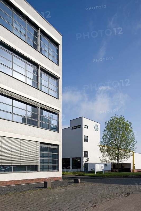 HE building and clock tower, built in 1931/1935 by Mies van der Rohe