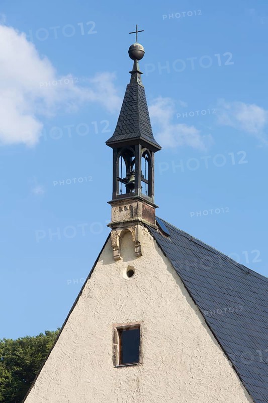 Monastery church from north-west, ridge turret with bell, St., Sankt, Saint