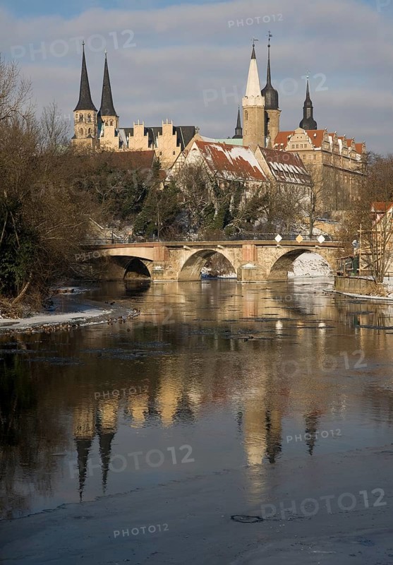 View over the Saale to the castle and cathedral, St., Sankt, Saint