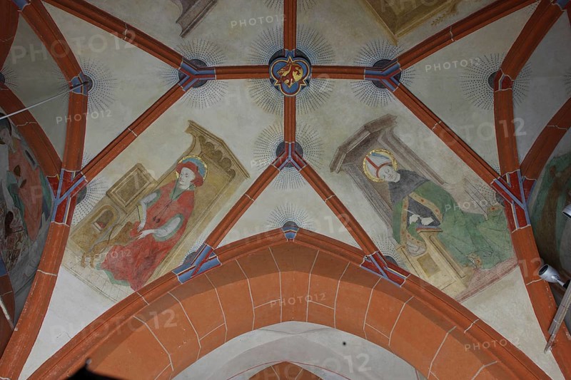 South aisle, frescoes in the 3rd bay, Church Fathers Church of St., Church of St., St., St., Saint
