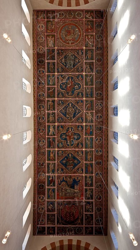 Painted wooden ceiling in the nave, after 1200, approx. 9m x 27m, St., Sankt, Saint