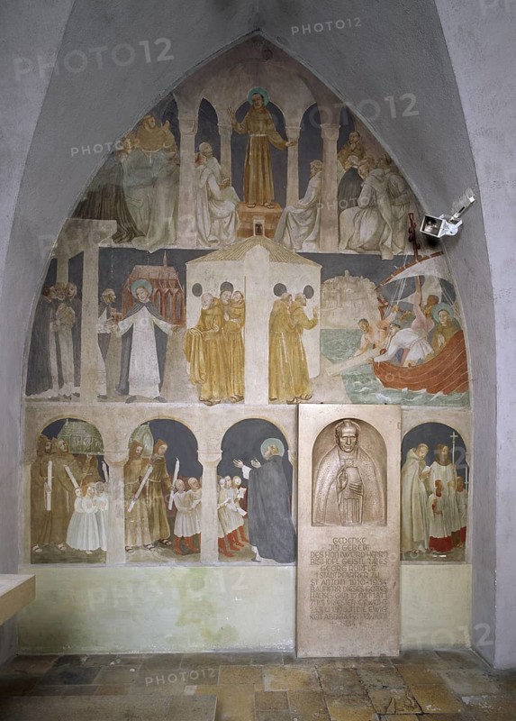 St Anton's parish church 1927 by Michael Kurz, interior, painting of the Antonius Chapel, St, Sankt, Saint