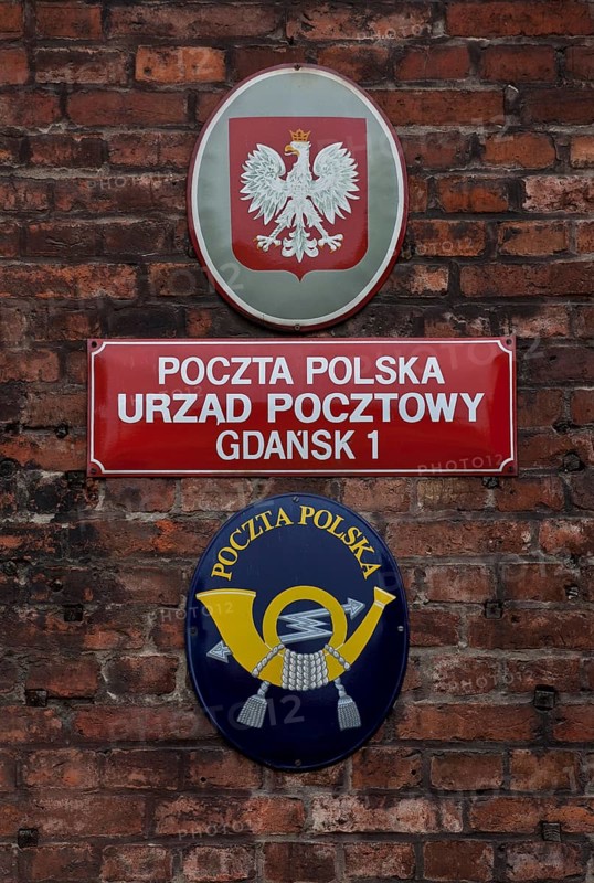 The battle for the Polish post office in Danzig was one of the first battles in the Polish campaign at the beginning of the Second World War, current signage with enamel plaques