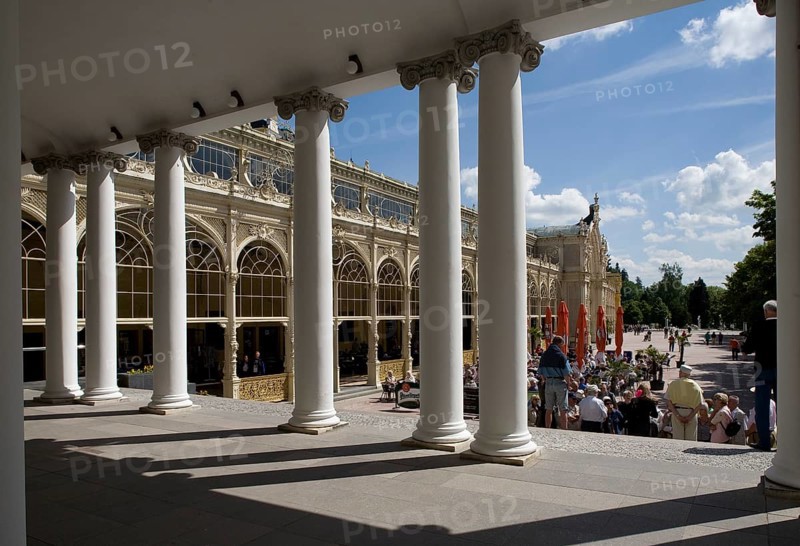 Czech Rep Mariánske Lázne Cross Fountain Columns at the Portico