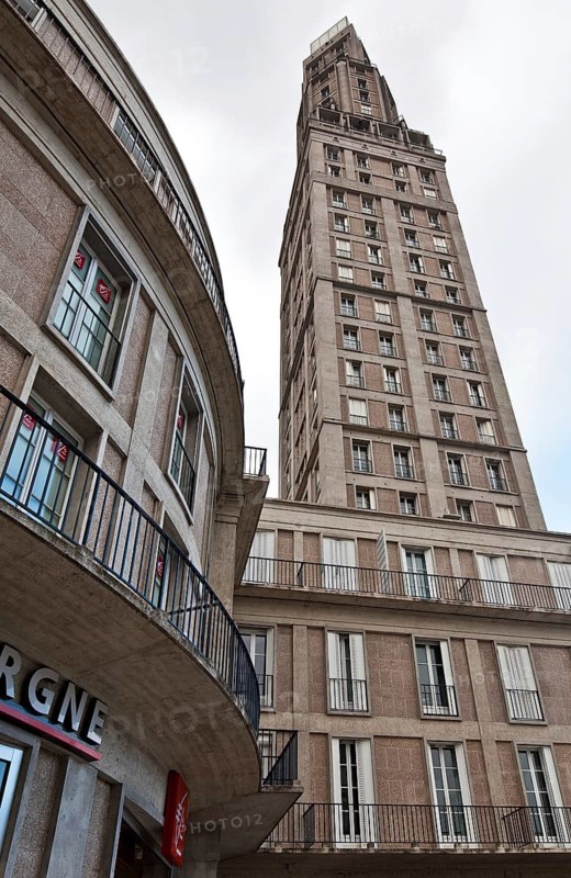 View from south-west, designed by Auguste Perret in 1942, built 1950-52, interior work completed by 1959, total height 110 metres