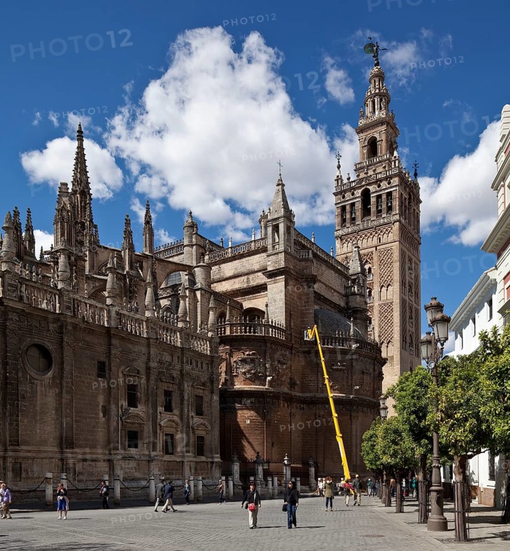 Seville, Cathedral. Seville Cathedral with bell tower, St, Saint, Saint