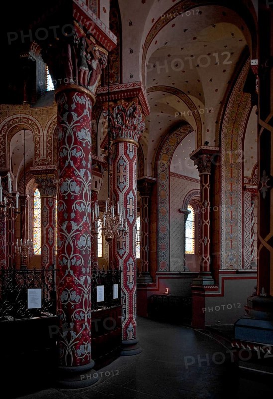Choir aisle inside to the north-east, 19th century painting, St., Sankt, Saint