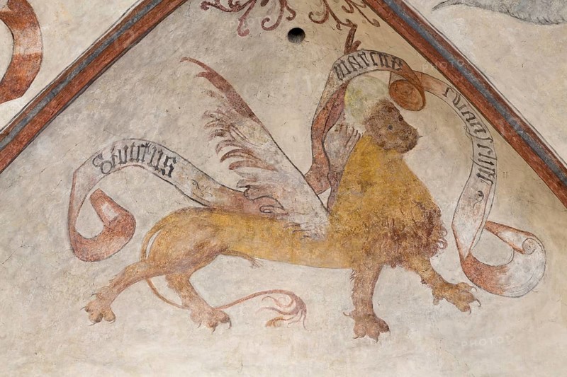 Medieval vault painting in the choir, St Mark the Evangelist as a lion, St Mark's lion, Saint, Saint