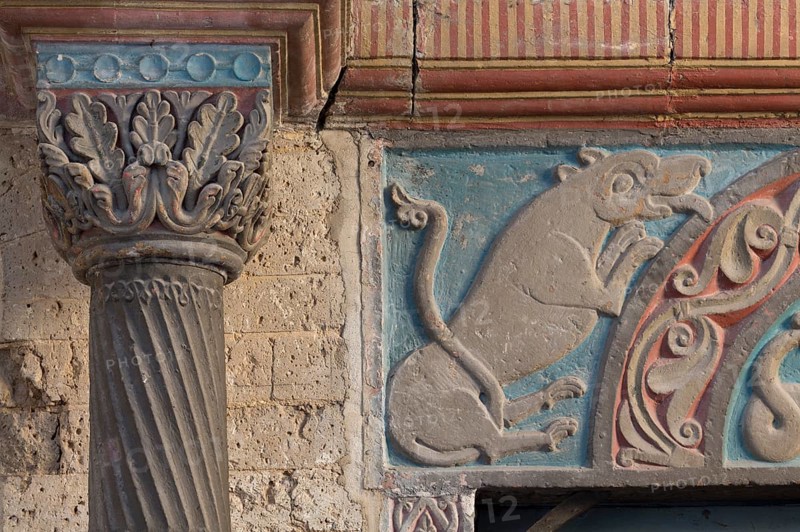 Brauweiler near Pulheim, St Nicholas Abbey Church, vestibule, west portal with tympanum and leaf capital