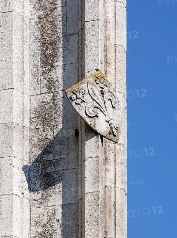 Choir from south-east, detail of coat of arms, St., Sankt, Saint