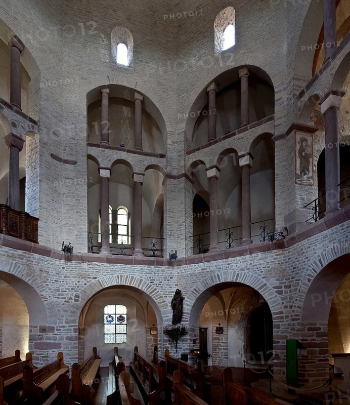 Interior around 1030, view to the north-east modelled on the Aachen Palatine Chapel, St., Sankt, Saint