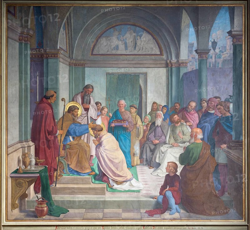 Built by Ernst Zwirner, fresco on the east wall of the south transept