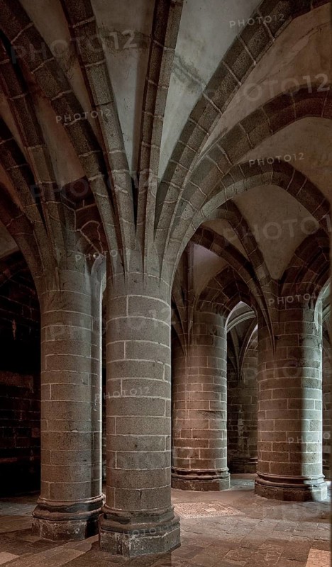 Crypt of the massive columns under the late Gothic choir of the abbey church, built 1446-50, St., Sankt, Saint