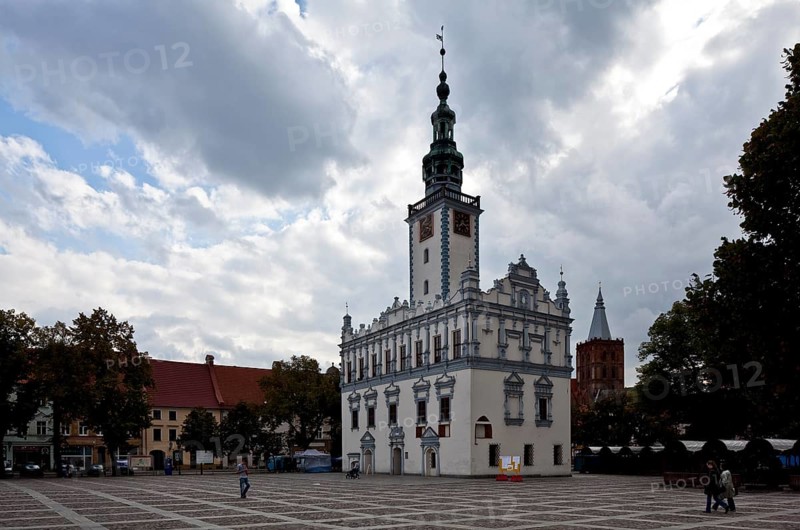 View from the north 1567-1596, on the right tower of the town church of St Mary 1280-1330, St, Sankt, Saint