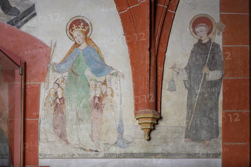 South aisle, frescoes in the 2nd bay, protective mantle Ursula Church of St., Church of St., St., St., Saint