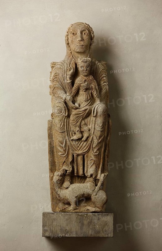 Romanesque Mother of God with child, St., Saint, Saint