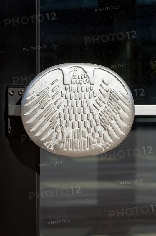 Bundeshaus Bonn, former plenary hall of the German Bundestag, door handle with federal eagle Fette Henne