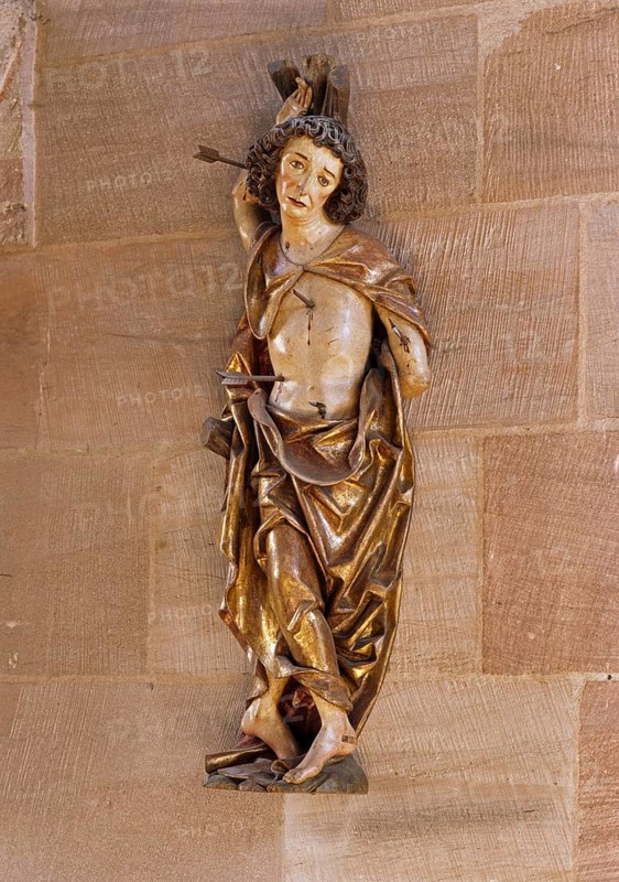 Nuremberg, Protestant parish church of St Jokob. Figure of St Sebastian around 1480, St, Saint, Saint