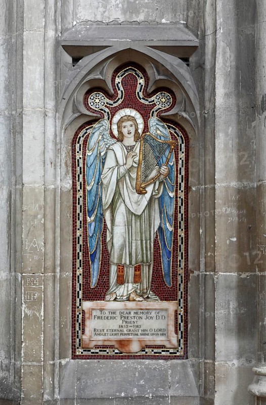 Opus sectile mosaic angel with harp in the north aisle (1913) Glass and mother-of-pearl, St., St., Saint