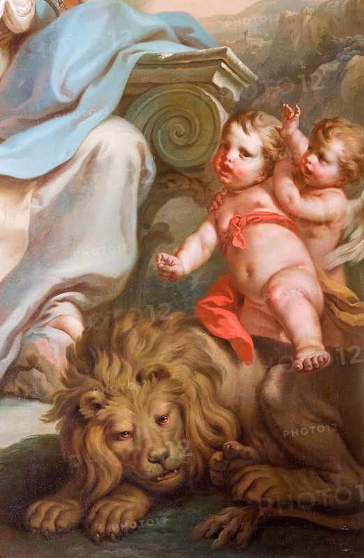 Wall painting by Stefano Torelli: Allegorical figures of the virtues of the councillors