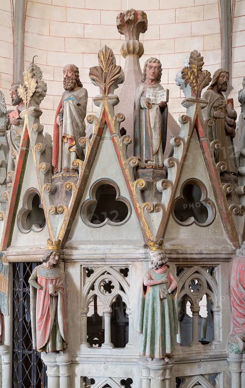 Constance, Cathedral, Holy Sepulchre in the Mauritius Rotunda, detail of the three holy kings, above them the apostles