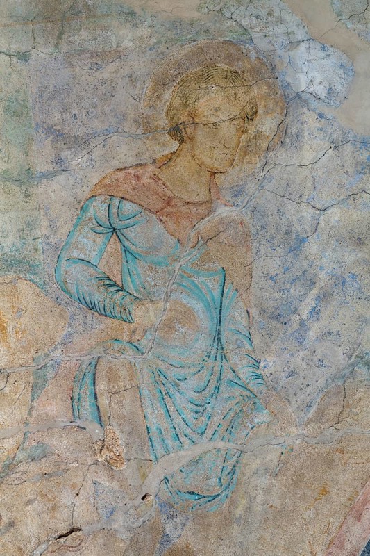 Brauweiler near Pulheim, abbey church of St Nicholas, chapter house, painting in secco technique: Prophet Daniel in the lions' den 11th-12th century