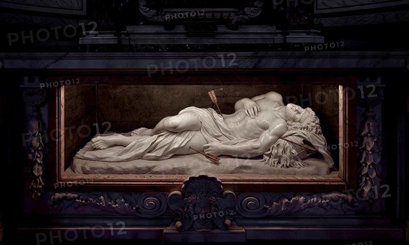 Reclining figure of St Sebastian, St, Saint, Saint