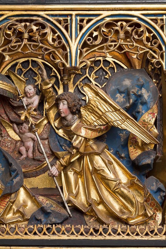 Altar of the Virgin Mary (rosary altar) from the Heilig-Geist-Hospital, Lübeck or Hildesheim around 1525, Angel of the Annunciation, St., Sankt, Saint