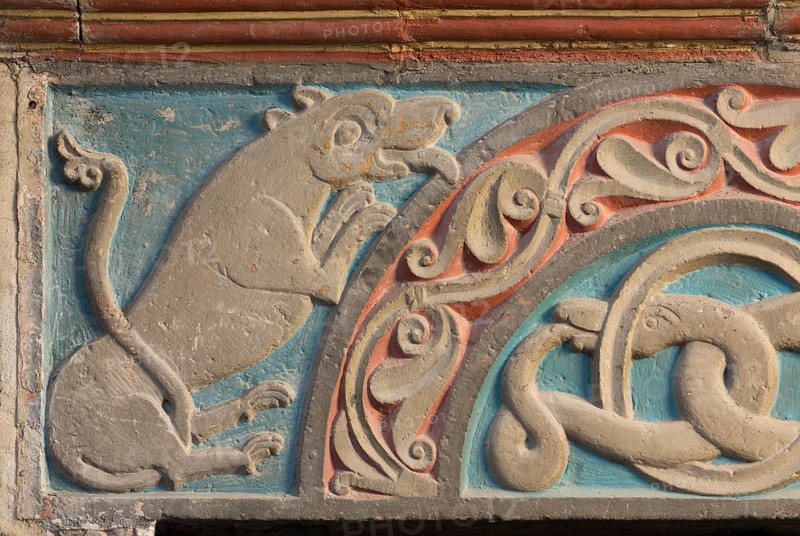 Brauweiler near Pulheim, St Nicholas Abbey Church, vestibule, west portal with tympanum, lions and snakes