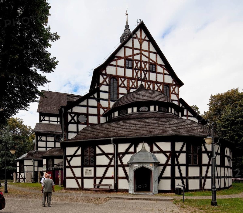 Protestant Church of Peace, view from east, built 1656-57, largest half-timbered church in Europe with room for 7500 people, St., Sankt, Saint