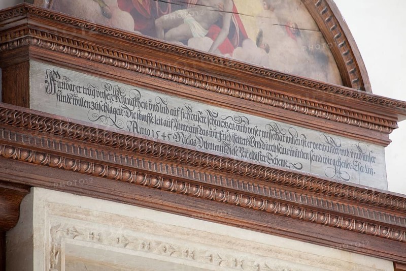 Epitaph for Mayor Niclas Uthmann, died 1550, dated 1545, St., St., Saint