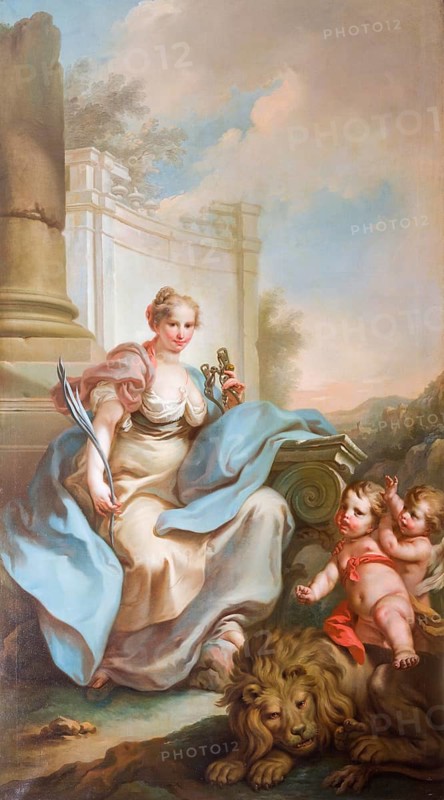 Wall painting by Stefano Torelli: Allegorical figures of the virtues of the councillors