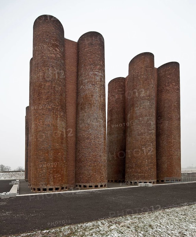 Biotowers for dephenolisation (treatment of process wastewater), 1950s, height 22m
