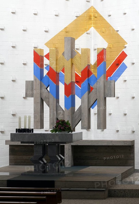 1966-1967 by Joachim G. Hanke, altar with apparent perspective effect, St., Sankt, Saint
