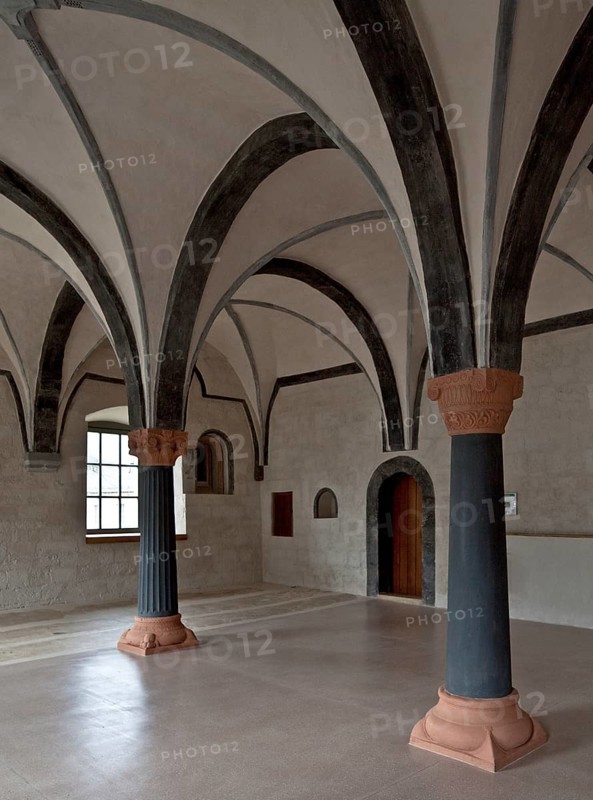 South wing cloister, upper floor, hall, St., St., Saint