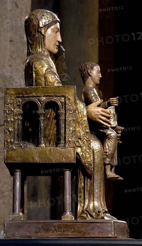 Romanesque seated Madonna, St., Saint, Saint