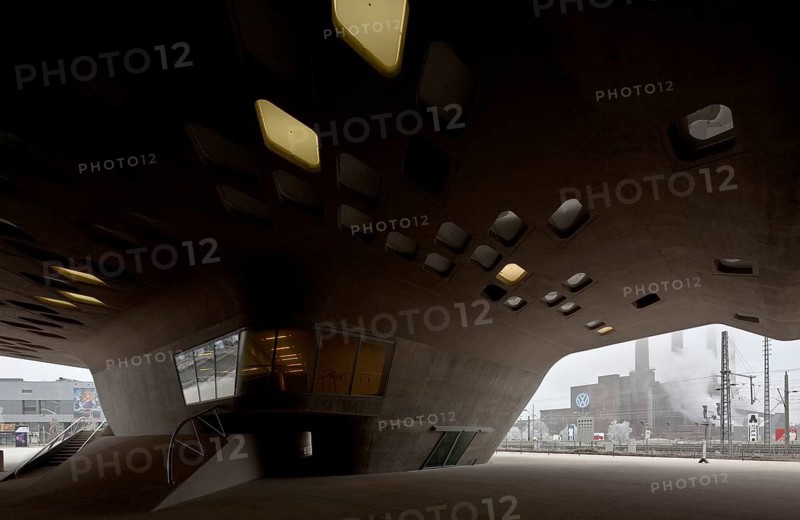 PHAENO exhibition building, basement facing north, VW power station in the background