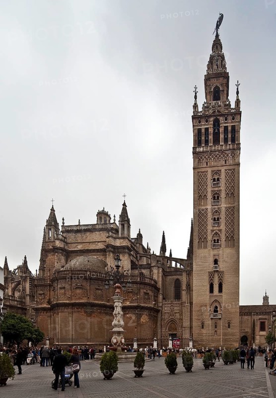 Seville, Cathedral. View with bell tower GIRALDA from east Seville, Cathedral Seville, Cathedral, St., Saint, Saint