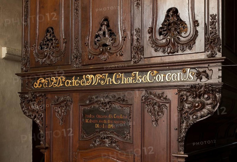 West building, room behind the organ, inscription chronogram of the year 1763, St., Sankt, Saint