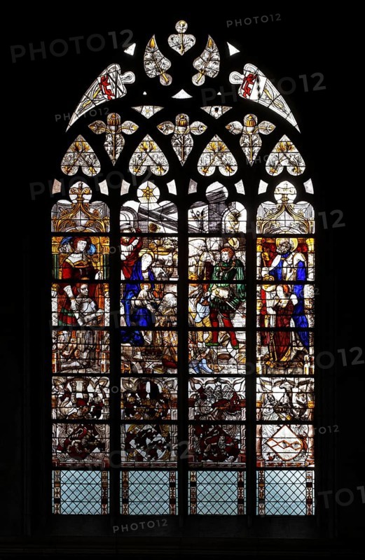 First south-western clerestory window with adoration, St., Saint, Saint