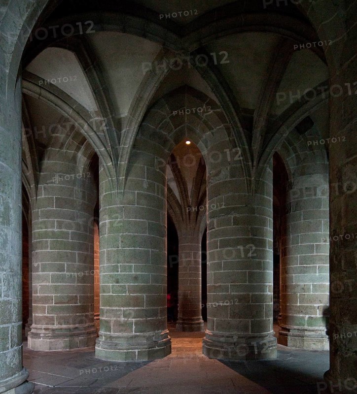 Crypt of the massive columns under the late Gothic choir of the abbey church, built 1446-50, St., Sankt, Saint