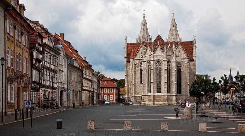 East view with row of houses at Untermarkt, St., Sankt, Saint